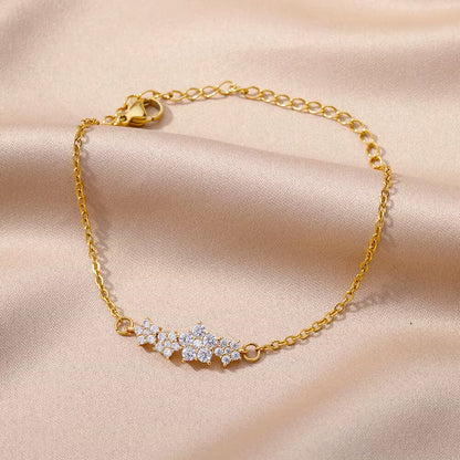 Crystal Zircon Star Bracelets for Women Fashion Gold Plated Stainless Steel Star Bracelet Party Wedding Aesthetic Jewelry Gift