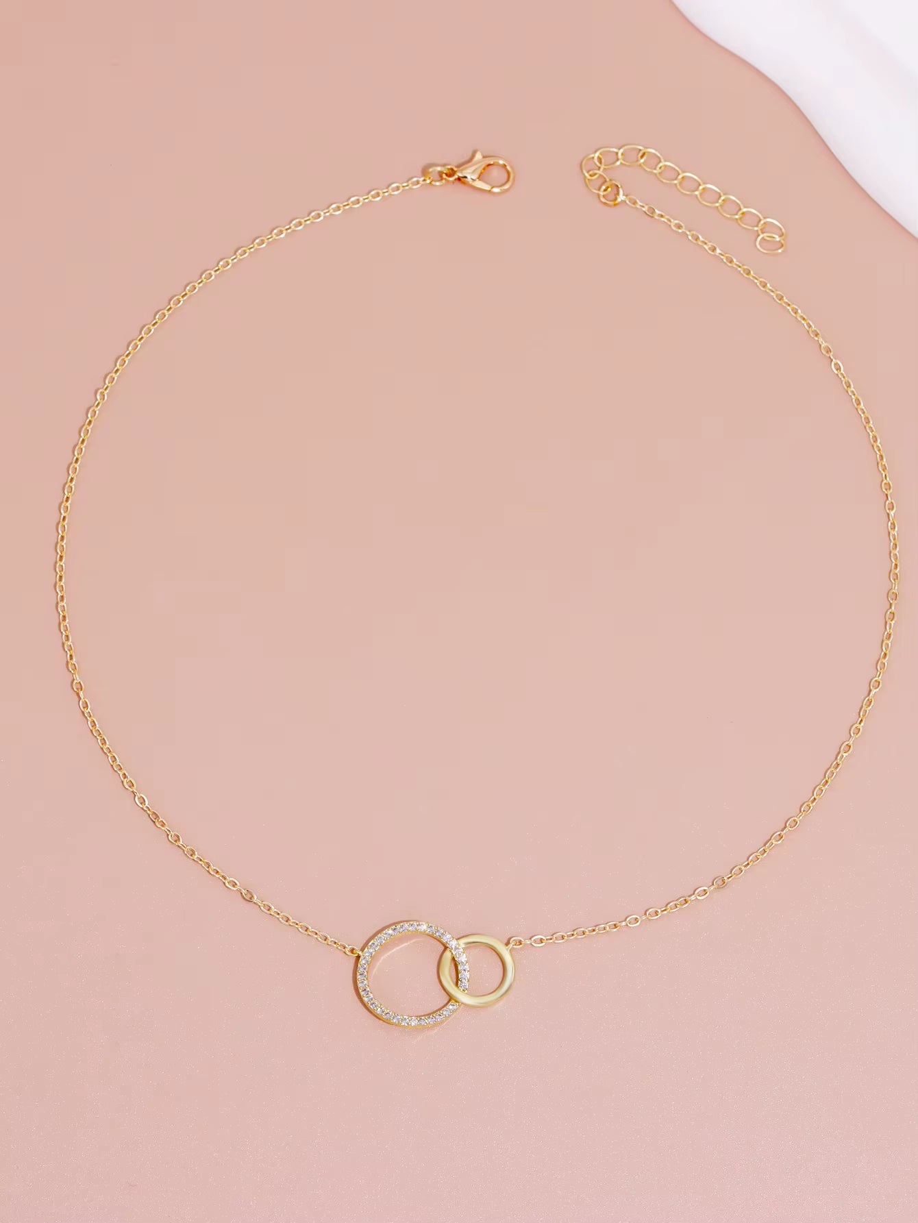 Stainless Steel Necklaces for Women Fashion Thin Chain Minimalist Dainty Double Circle Pendant Necklace on the Neck Jewelry