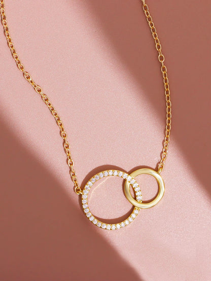 Stainless Steel Necklaces for Women Fashion Thin Chain Minimalist Dainty Double Circle Pendant Necklace on the Neck Jewelry