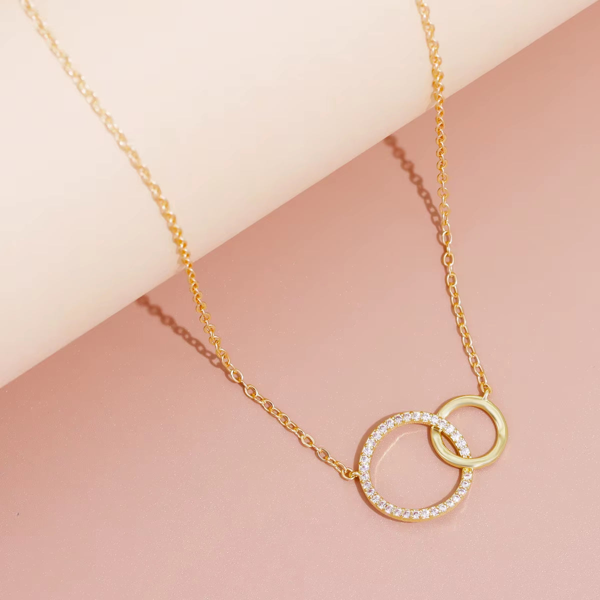 Stainless Steel Necklaces for Women Fashion Thin Chain Minimalist Dainty Double Circle Pendant Necklace on the Neck Jewelry