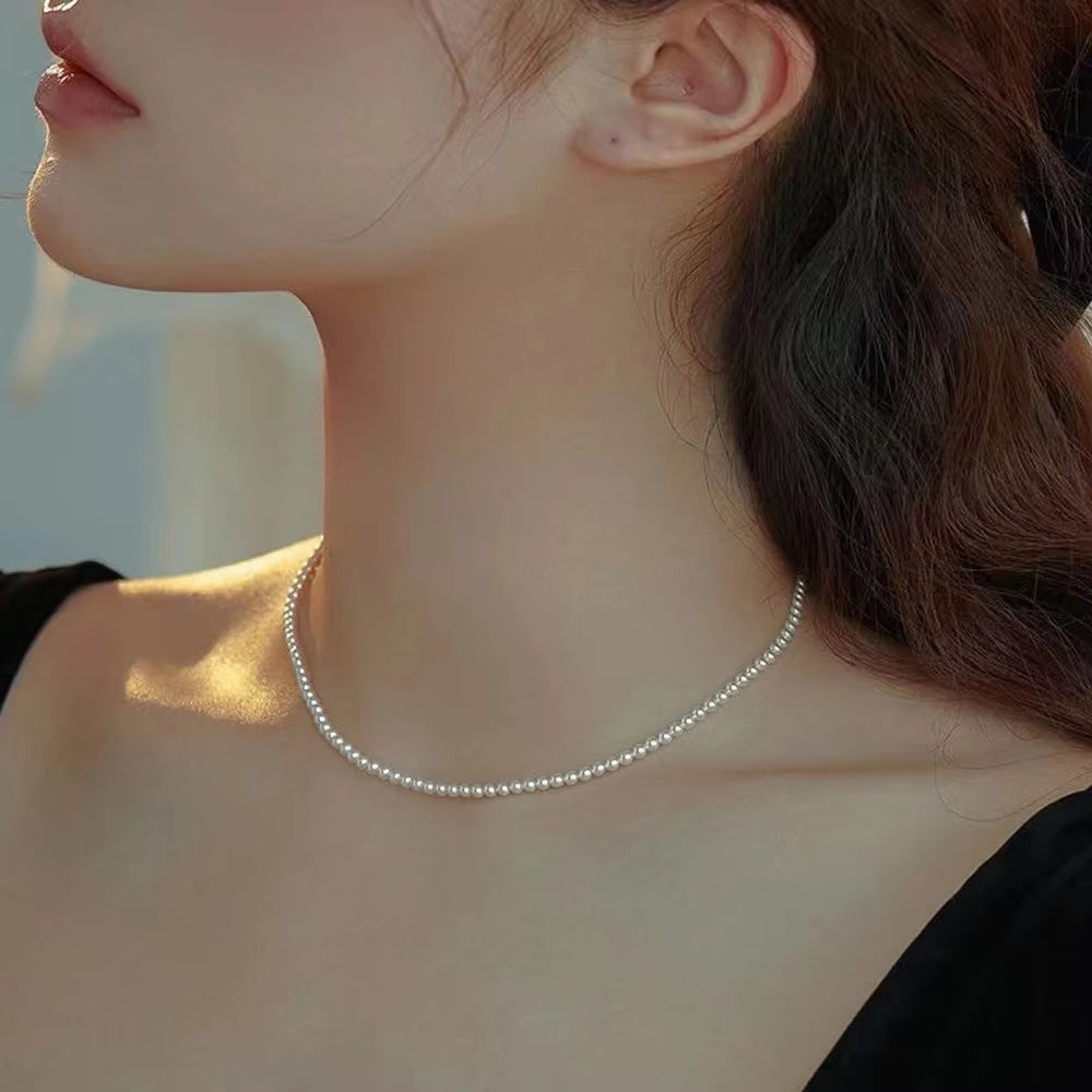 New Vintage Elegant Jewelry Simple White Pearl Chain Choker Necklace for Women Wedding Party 2024 Fashion Jewelry Gifts