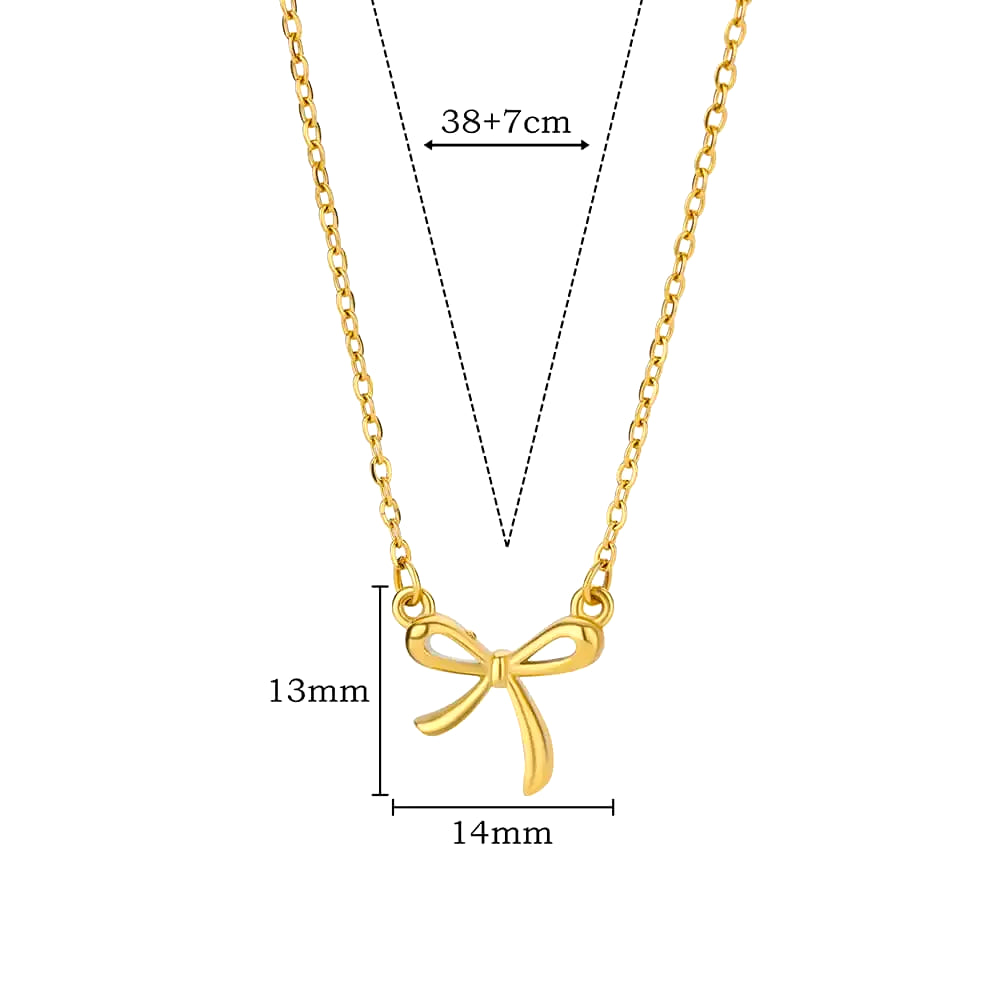 Stainless Steel Bowknot Lucky Necklace for Women Gold Color Korean Necklaces Female Aesthetic Choker Jewelry Daily Accessories