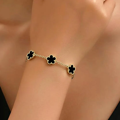 Lucky Clover Women'S Hand Bracelets Double Sided Flowers Jewellery Gifts Stainless Steel Bracelet Gold Plated Bracelets Man