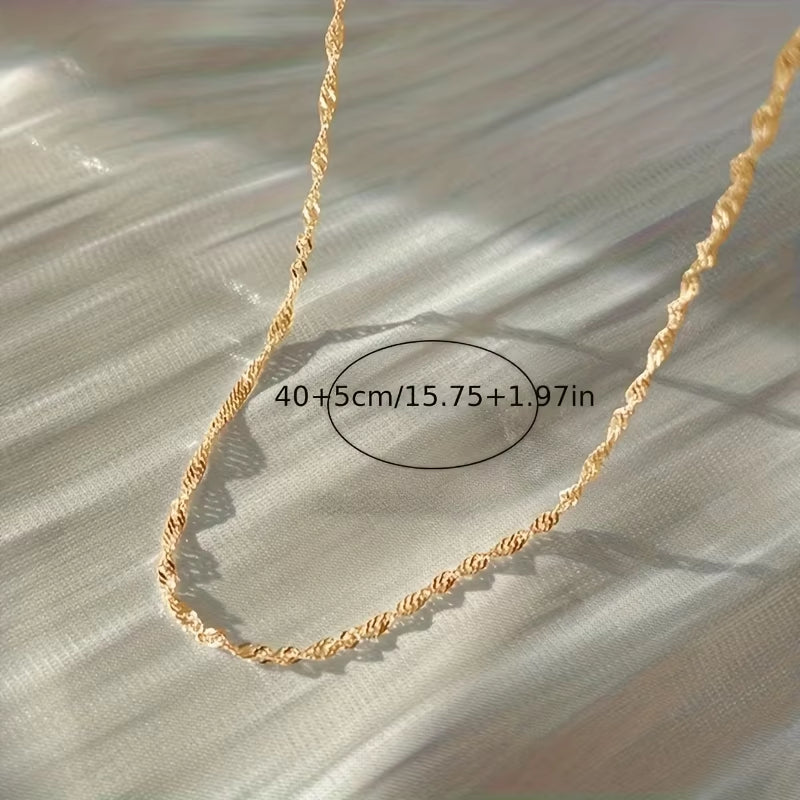 Exquisite Gold Plated Stainless Steel Thin Chain Necklace for Women Simple Style Clavicle Chain Female Jewelry