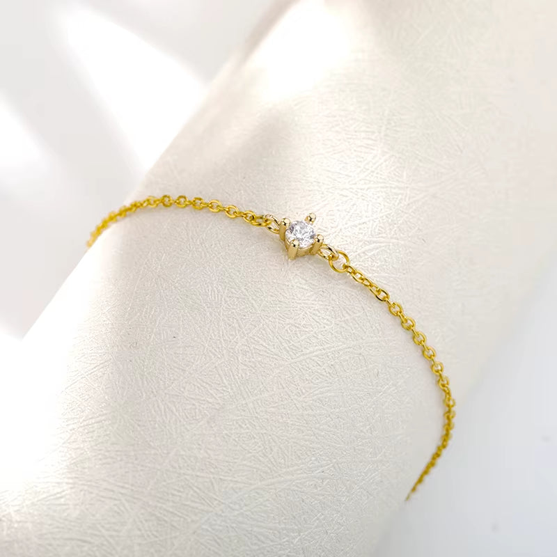 Single Zircon Circle Bead Bracelets for Women Stainless Steel Bracelet Summer Jewelry Couple Friends Accessories Gift 2023