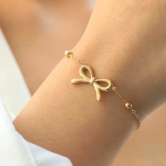 Stainless Steel Bracelets Exquisite Fashion Three-Dimensional Bow Chain Cute Bracelets for Women Jewelry Wear Every Day New In